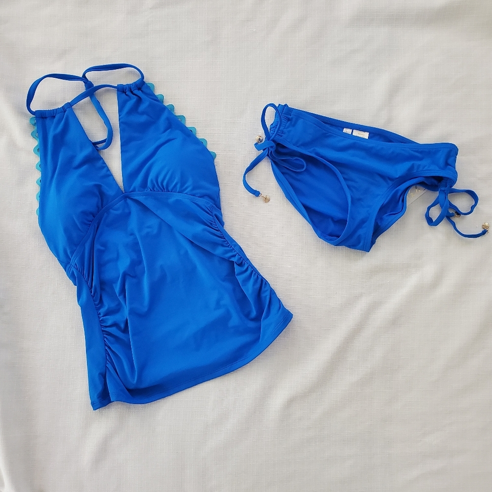 NWT Anne cole ric rac scalloped keyhole tankini